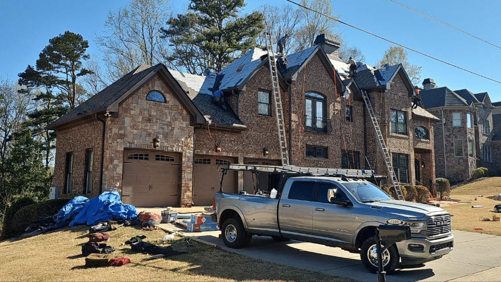 Roof Installation Underway by Skyline Contracting in Gainesville, GA